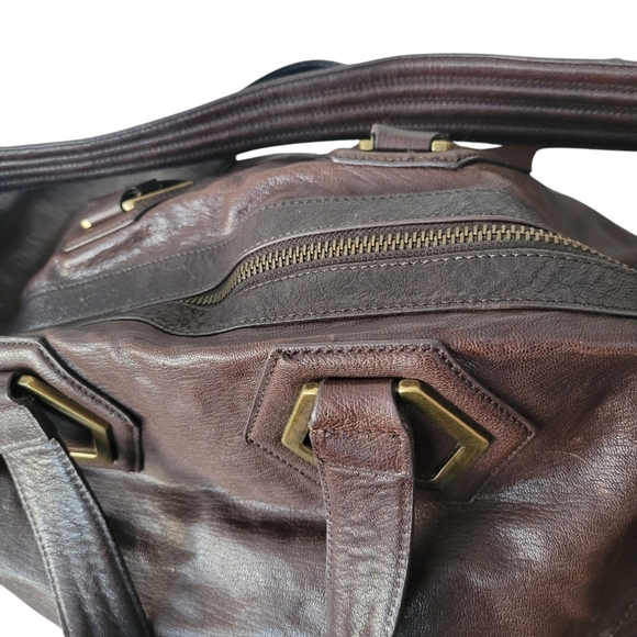 Kenneth Cole New York Dark Chocolate Leather Carry All Shoulder Bag - Picture 7 of 10